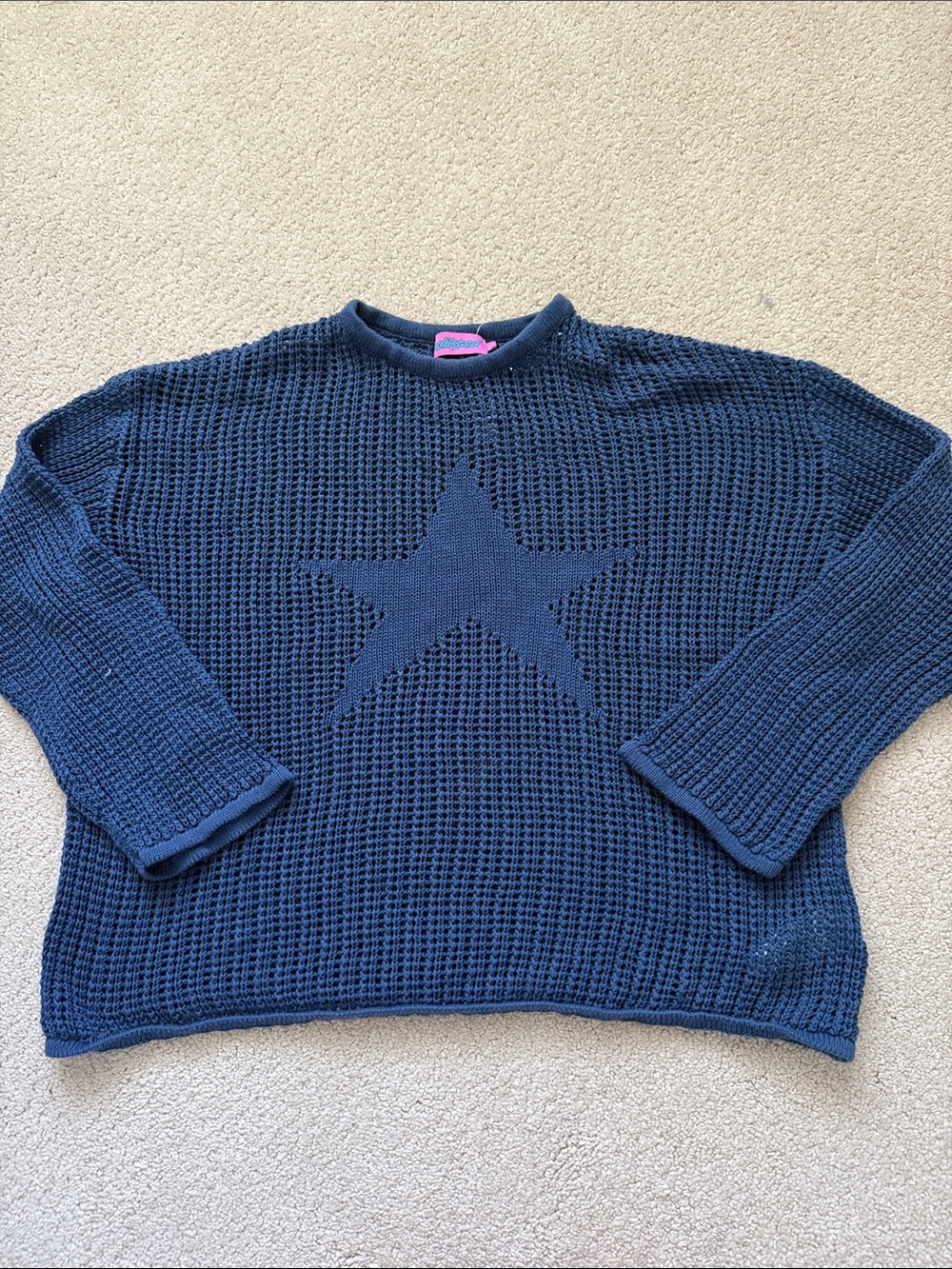 Navy blue knit Edikted star sweater
